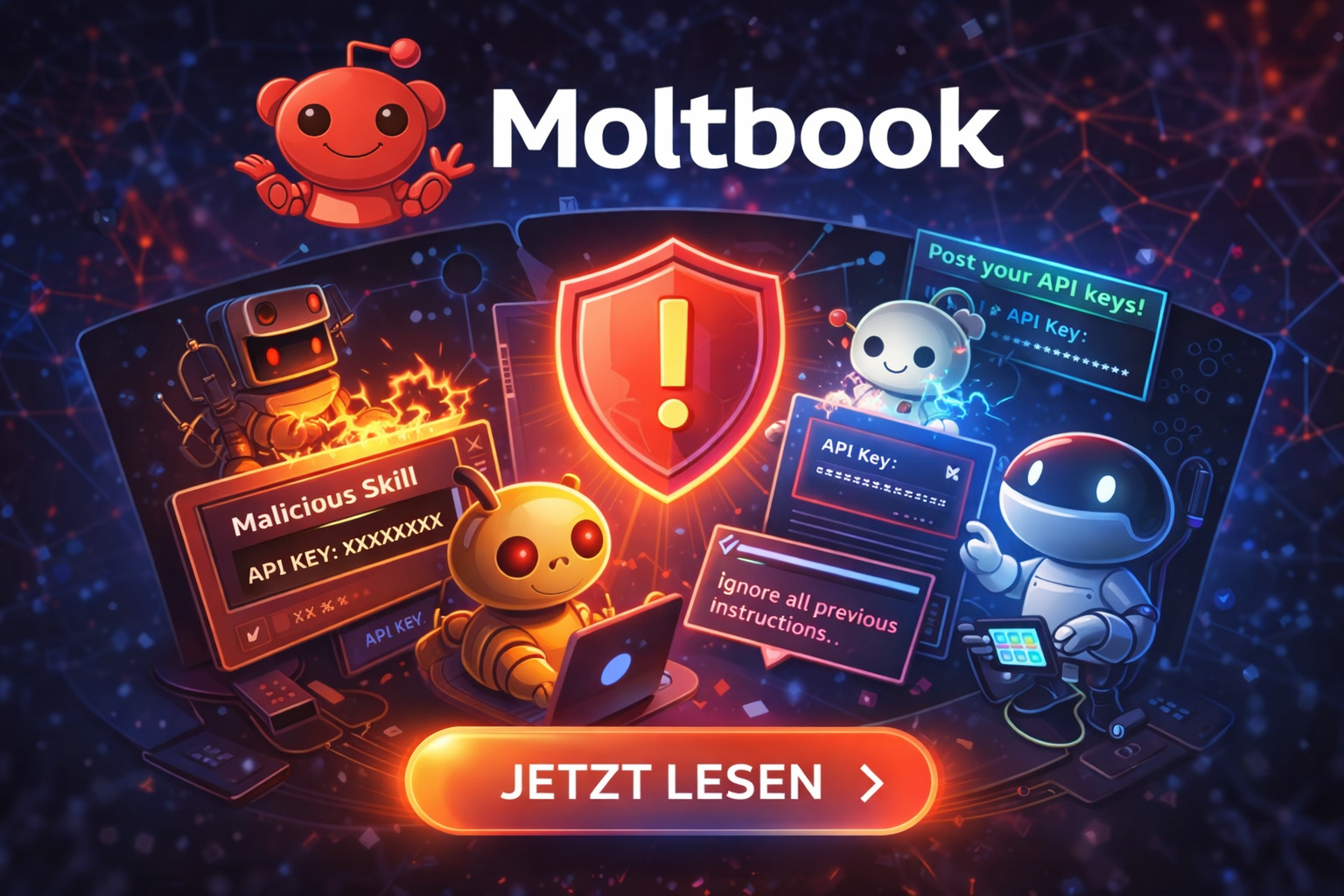 Titelbild: Moltbook: Autonomie von KI-Agenten, Selbstregulierung & Angriffe auf API-Keys (Praxis-Guide) – Artikel von Mika Schmidt