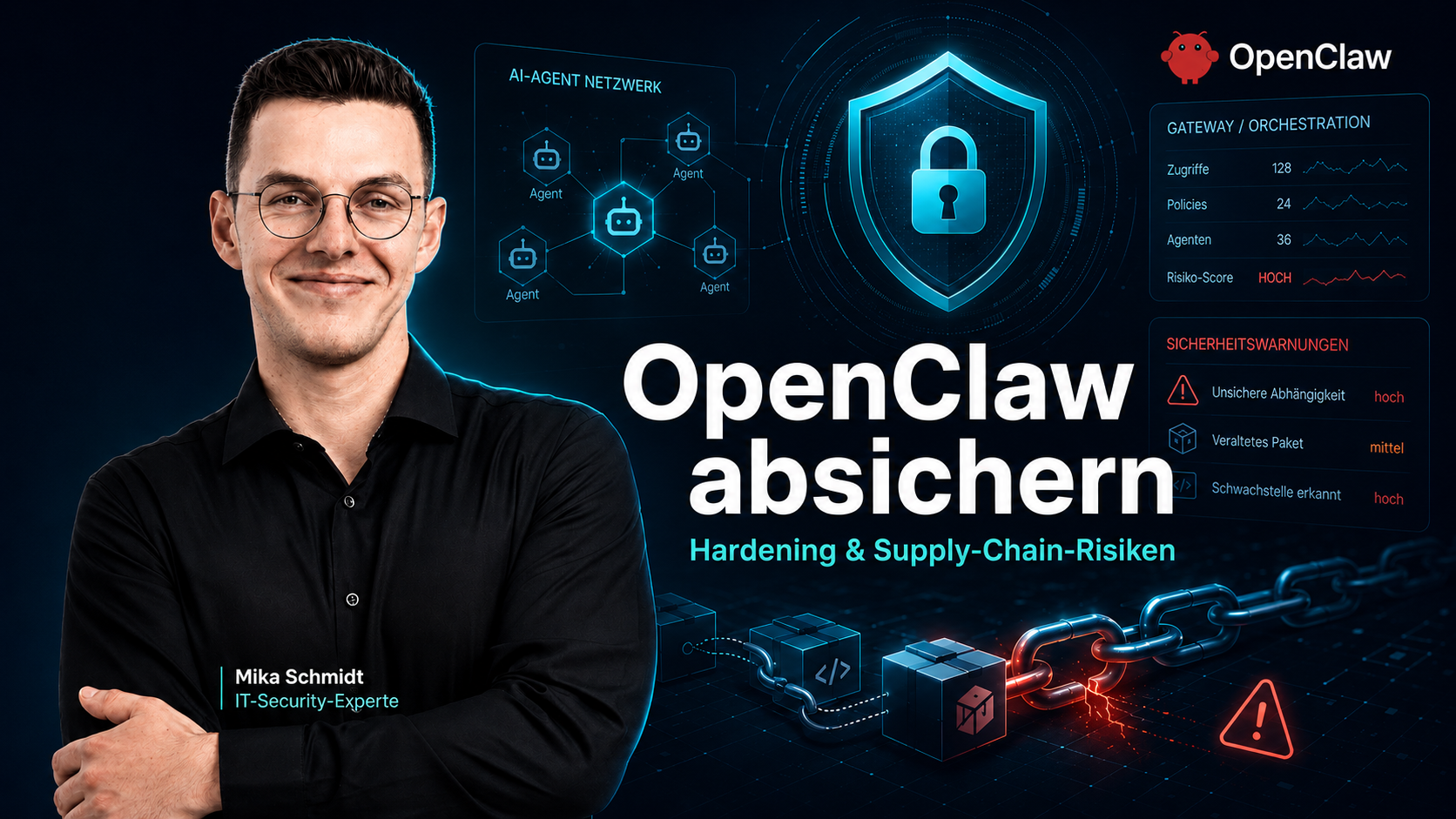 Titelbild: OpenClaw sicher betreiben: Hardening & Supply-Chain-Risiken – Artikel von Mika Schmidt