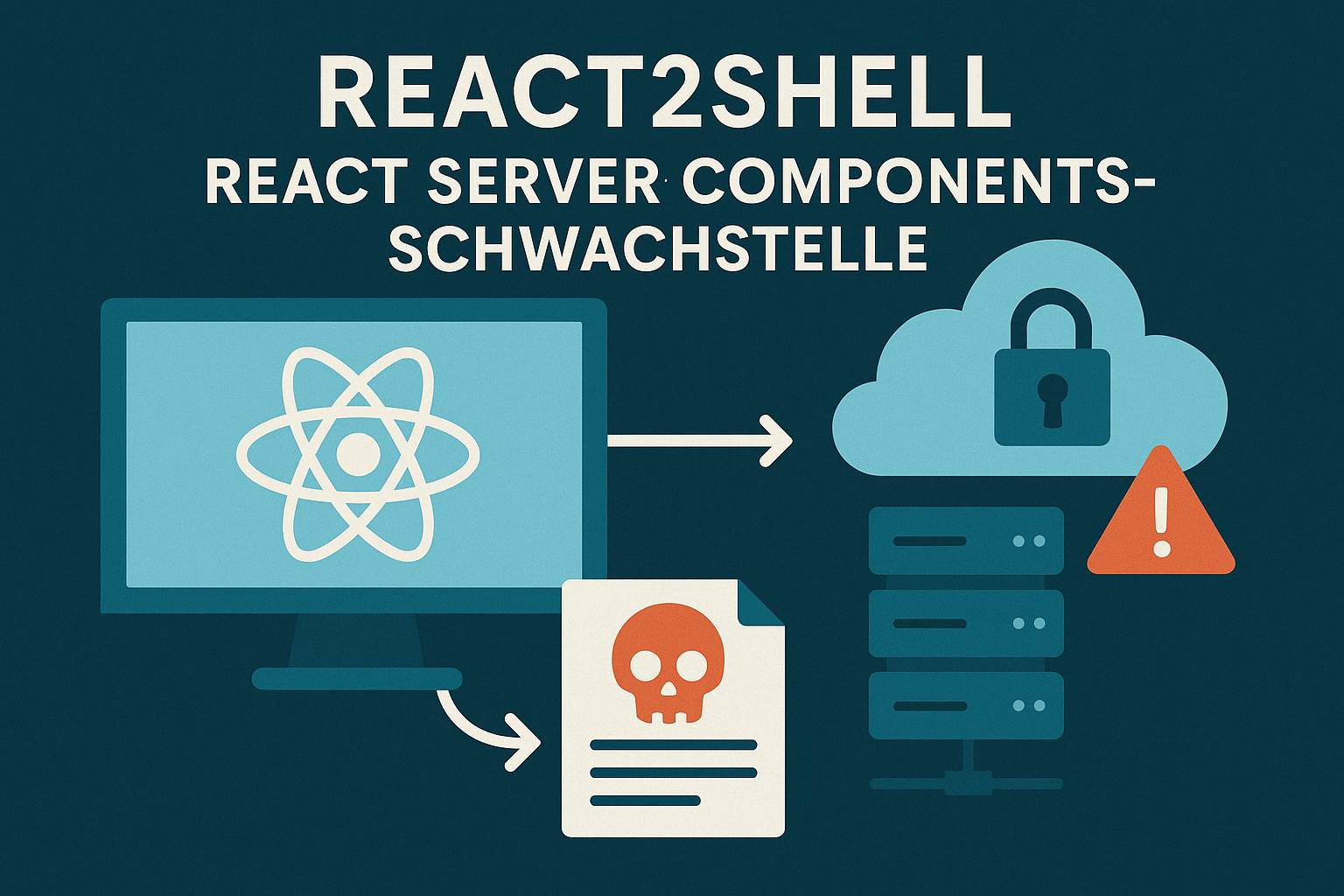 Titelbild: React2Shell (CVE-2025-55182): RCE in React Server Components & Next.js – Betroffenheit prüfen & Sofortmaßnahmen – Artikel von Mika Schmidt
